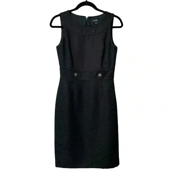 Tahari Dresses & Skirts - Tahari Arthur S.Levine Fitted Black And Gold Textured Sleeveless Dress Size 2